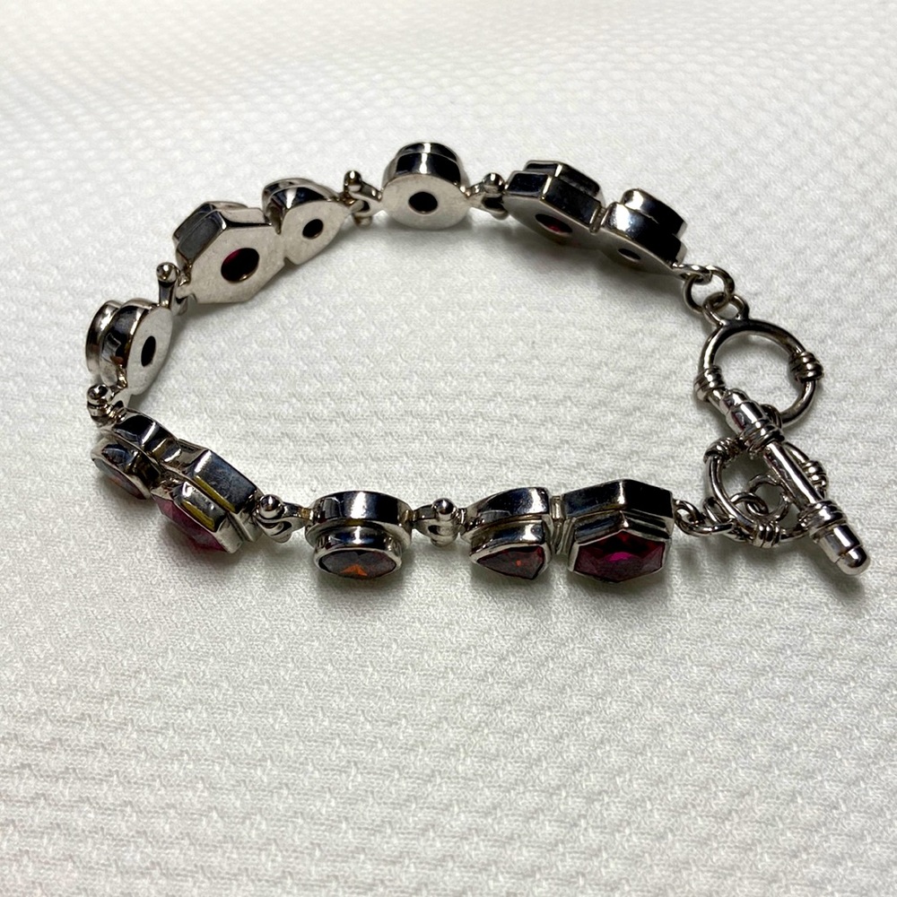 Women’s silver and red and orange stone with toggle clasp - Picture 3 of 4